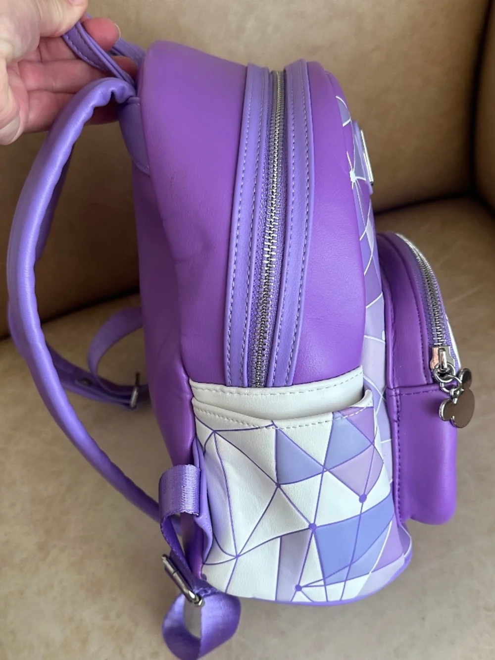 Disney Parks Loungefly Magic Kingdom Purple Wall Mini Backpack Vacation Travel